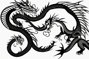 Two dragons circling peacefully tattoo idea
