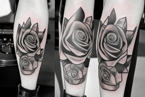 An old school record player with roses some how incorporated. I have a vintage stopwatch surrounded in roses along the side of my calf I want this to blend and match the vibe tattoo idea