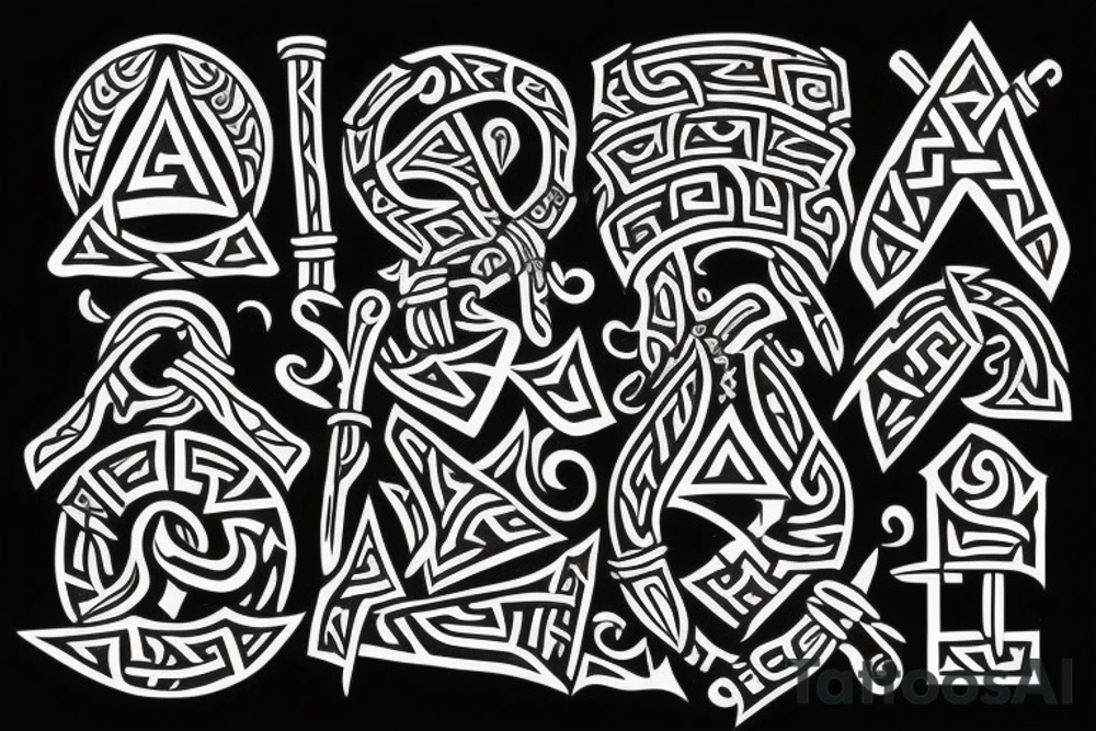 fantasy dwarven, runes, nordic tattoo idea