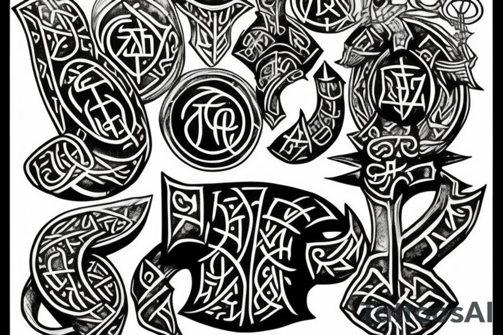 fantasy dwarven, runes, tattoo idea