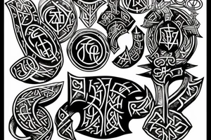 fantasy dwarven, runes, tattoo idea