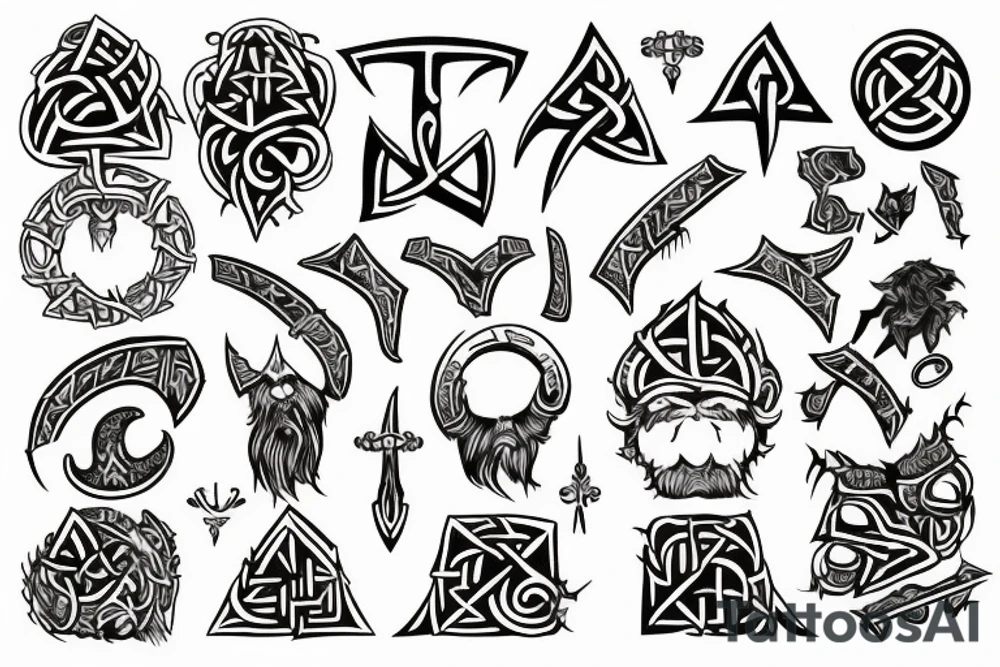 fantasy dwarven, runes, tattoo idea