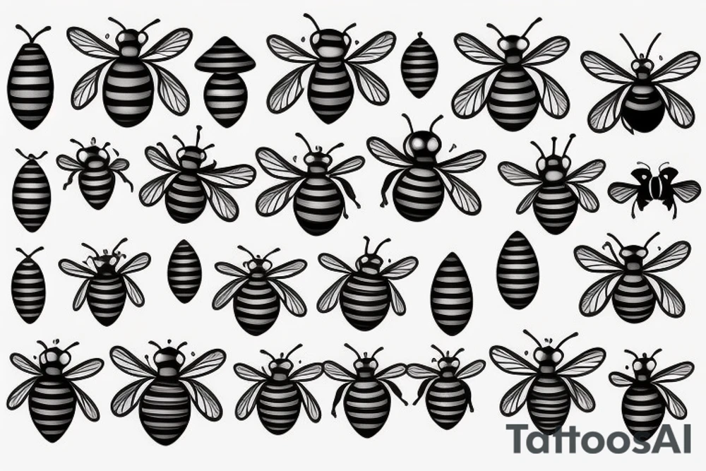 vintage bubble bee tattoo idea