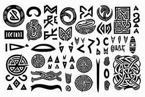 nordic, runes,  roman, sleeve tattoo idea
