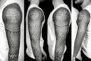 nordic, runes,  roman, sleeve tattoo idea