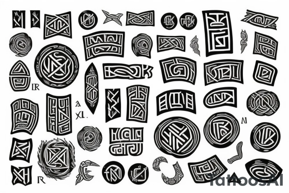 nordic, runes,  , sleeve tattoo idea
