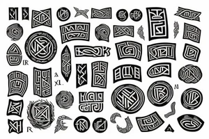 nordic, runes,  , sleeve tattoo idea