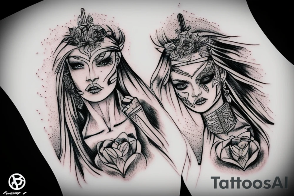 beauitful woman warrior face
battle scars tattoo idea