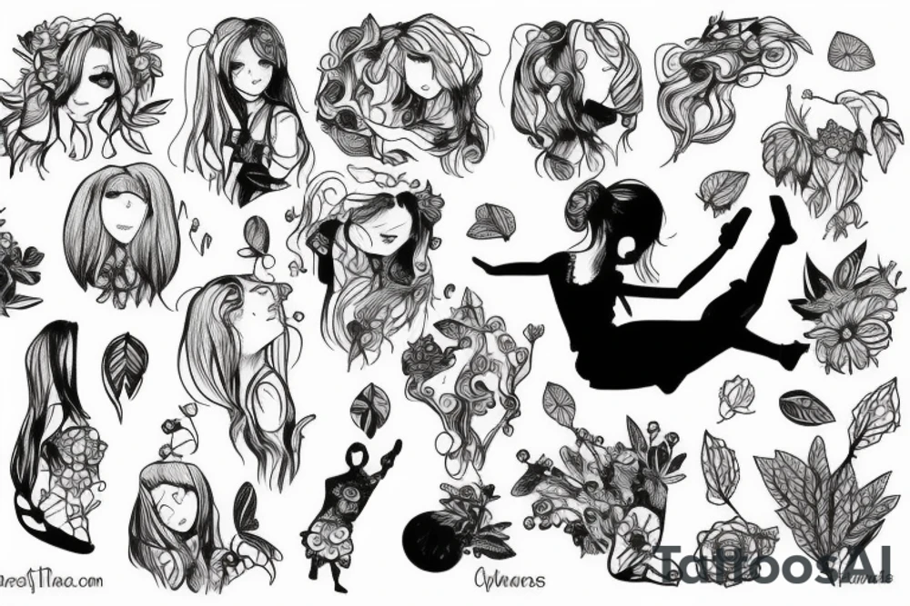 girl swinging in the forest tattoo idea