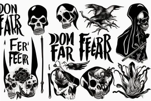 Grim reaper saying “don’t fear the reaper” grungy aesthetic tattoo idea
