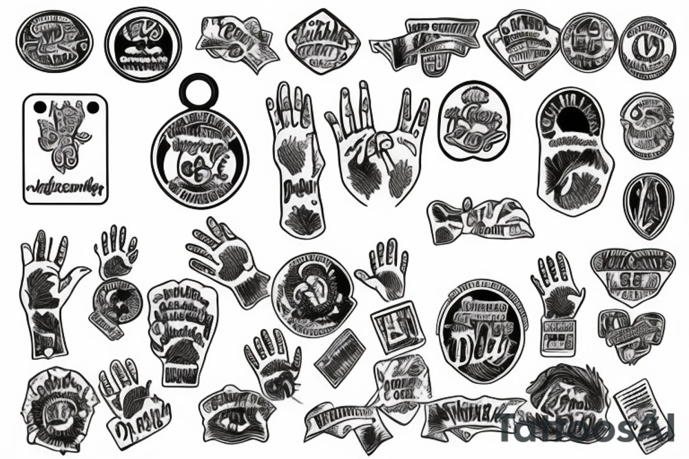 hands hold dog tag tattoo idea