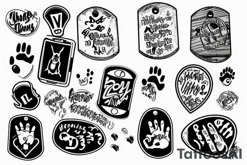 hands hold dog tag tattoo idea