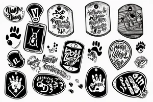 hands hold dog tag tattoo idea