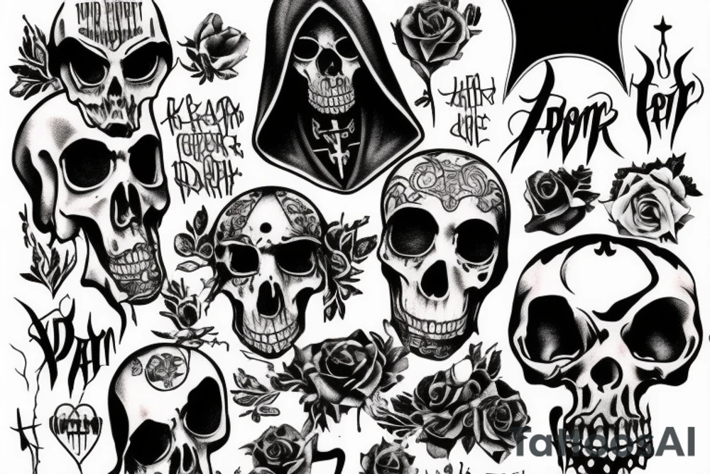Grim reaper saying “don’t fear the reaper” grungy aesthetic tattoo idea