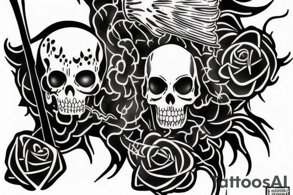 Grim reaper saying “don’t fear the reaper” grungy aesthetic tattoo idea