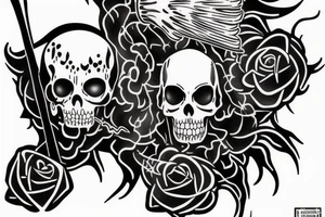 Grim reaper saying “don’t fear the reaper” grungy aesthetic tattoo idea