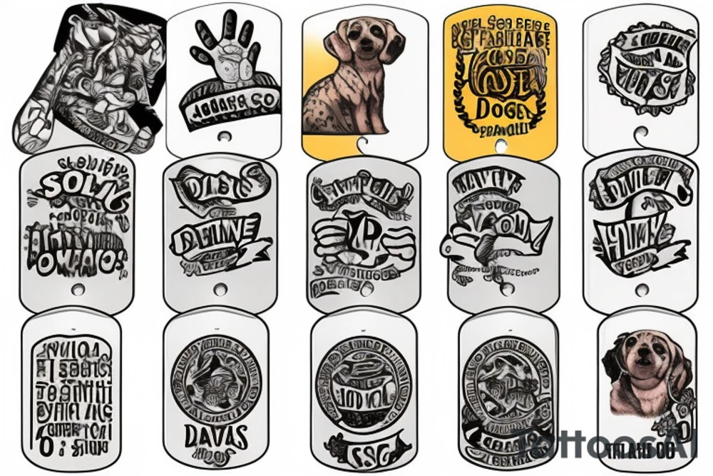 hands hold dog tag solders tattoo idea