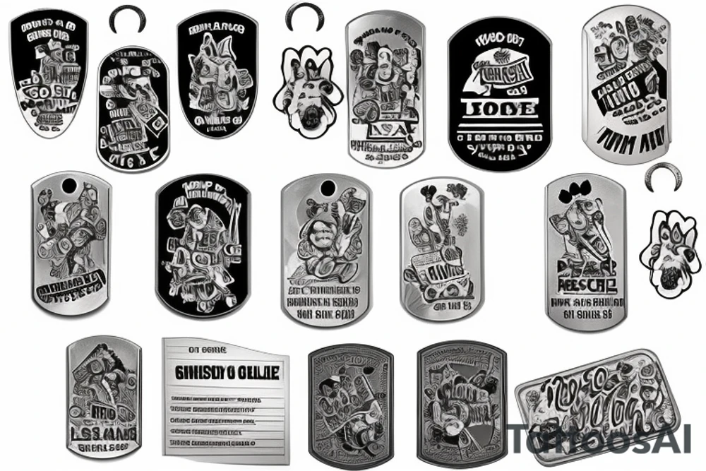 hands hold dog tag solders tattoo idea