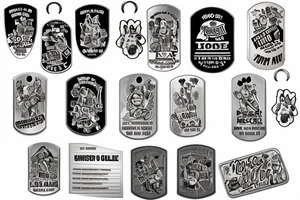 hands hold dog tag solders tattoo idea