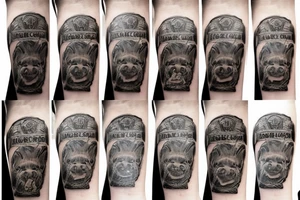 hands hold dog tag solders tattoo idea