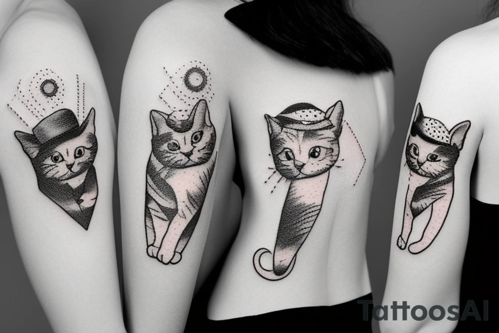 kitty with hat and t-shirt tattoo idea