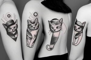 kitty with hat and t-shirt tattoo idea