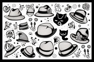 kitty with hat and t-shirt tattoo idea