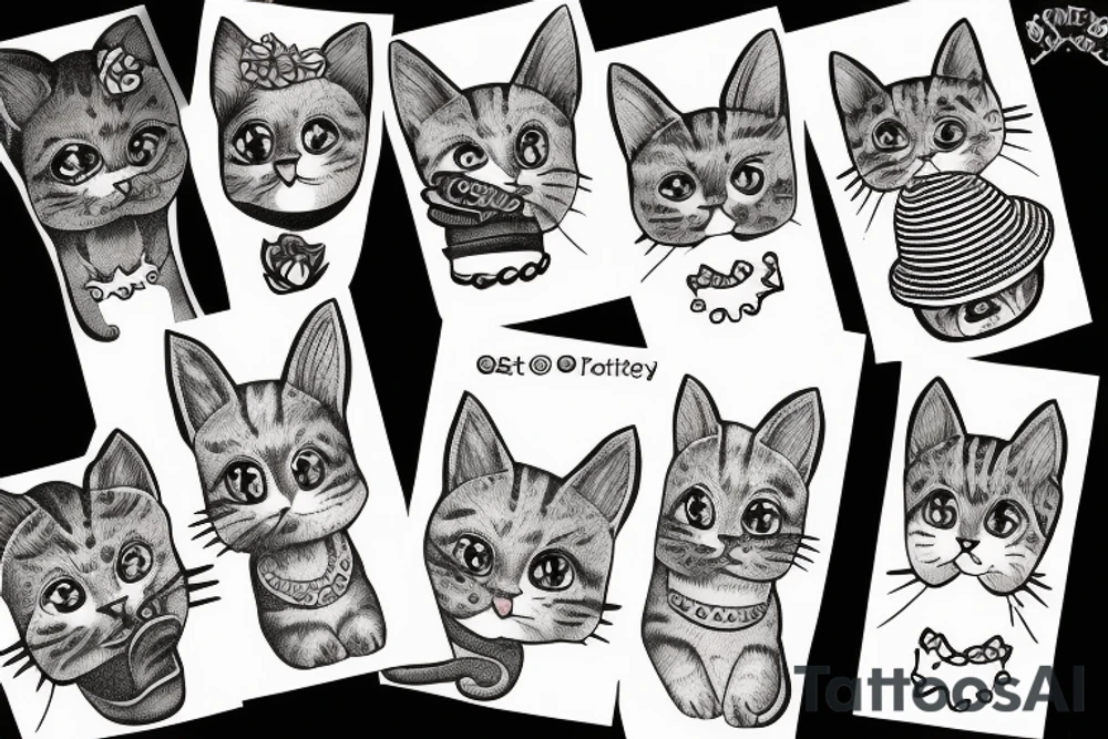 kitty with hat tattoo idea