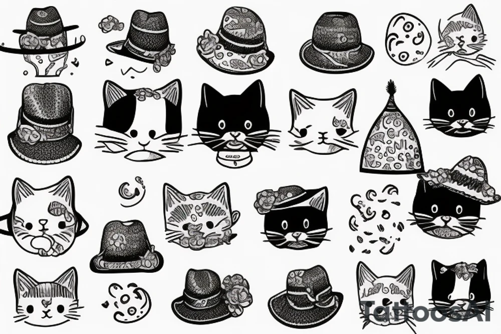 kitty with hat tattoo idea