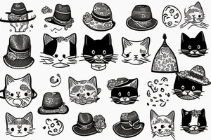 kitty with hat tattoo idea