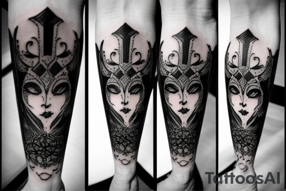 number 9 in gothic style tattoo idea
