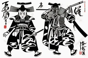 Japanese samurai with mask. tattoo idea