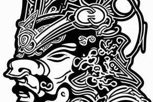 Japanese samurai with mask. tattoo idea
