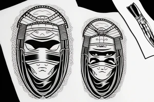 Japanese samurai with mask. tattoo idea