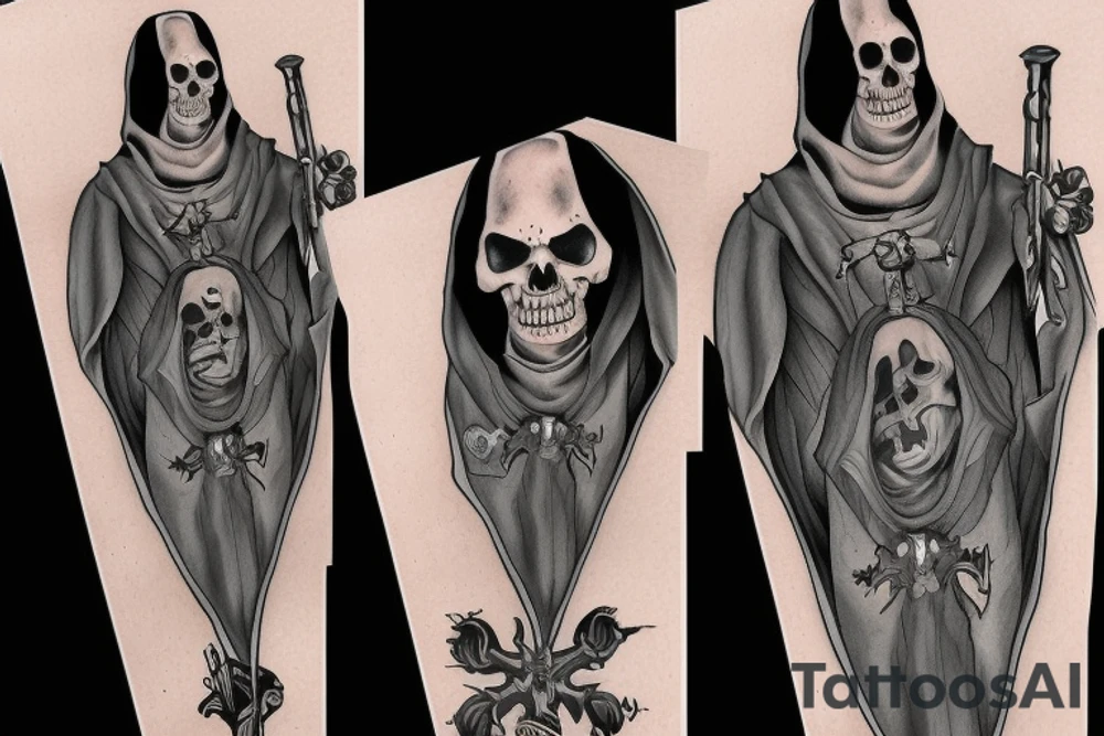 Grim reaper hooded don’t fear the reaper tattoo idea
