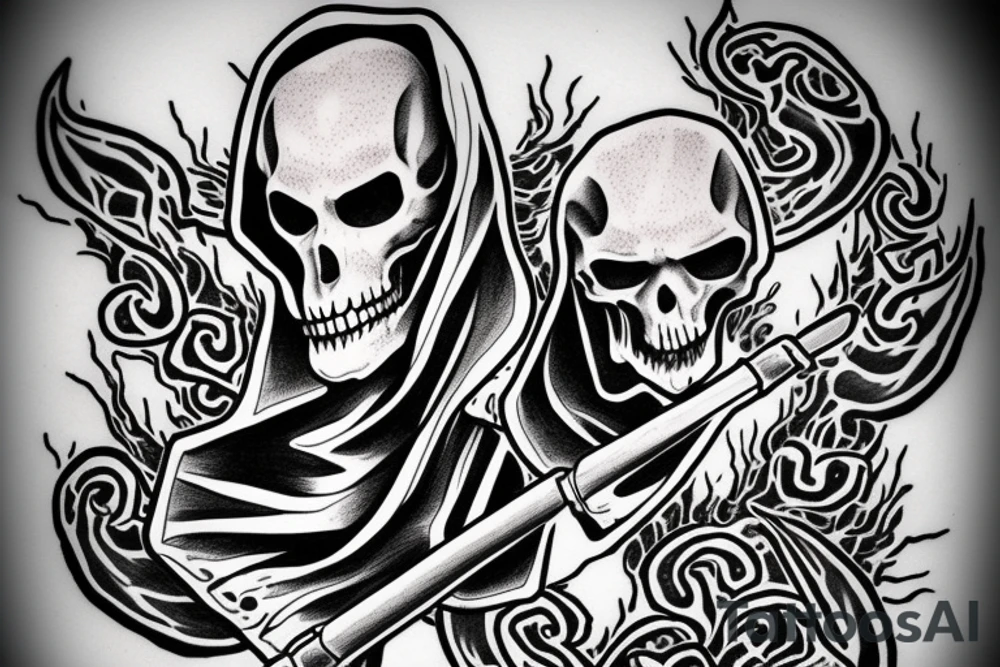 Grim reaper hooded don’t fear the reaper firearms tattoo idea