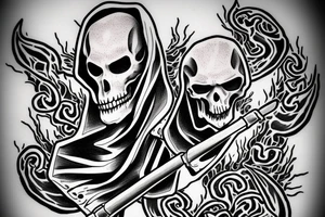 Grim reaper hooded don’t fear the reaper firearms tattoo idea