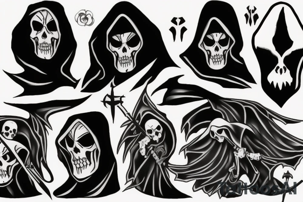 Grim reaper hooded  fear the reaper scythe tattoo idea