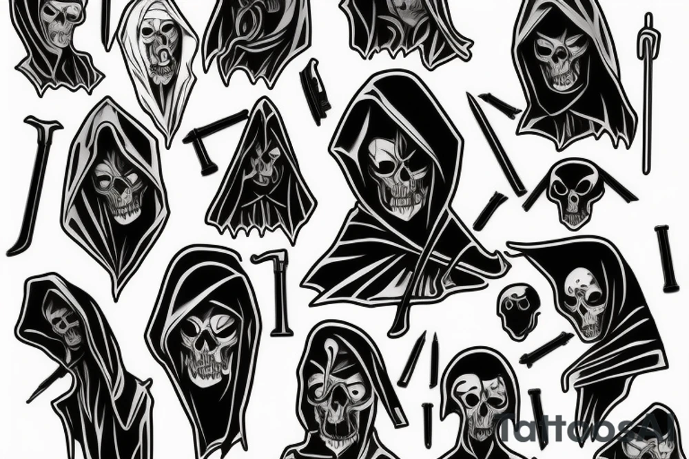 Grim reaper hooded  fear the reaper scythe modern scary tattoo idea