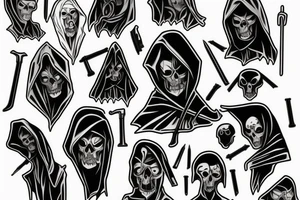 Grim reaper hooded  fear the reaper scythe modern scary tattoo idea