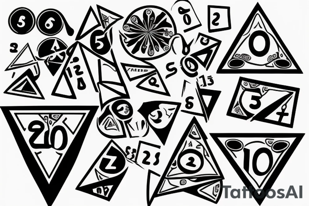 A Ciricle with a triangle inside of it with the numbers 12065 tattoo idea