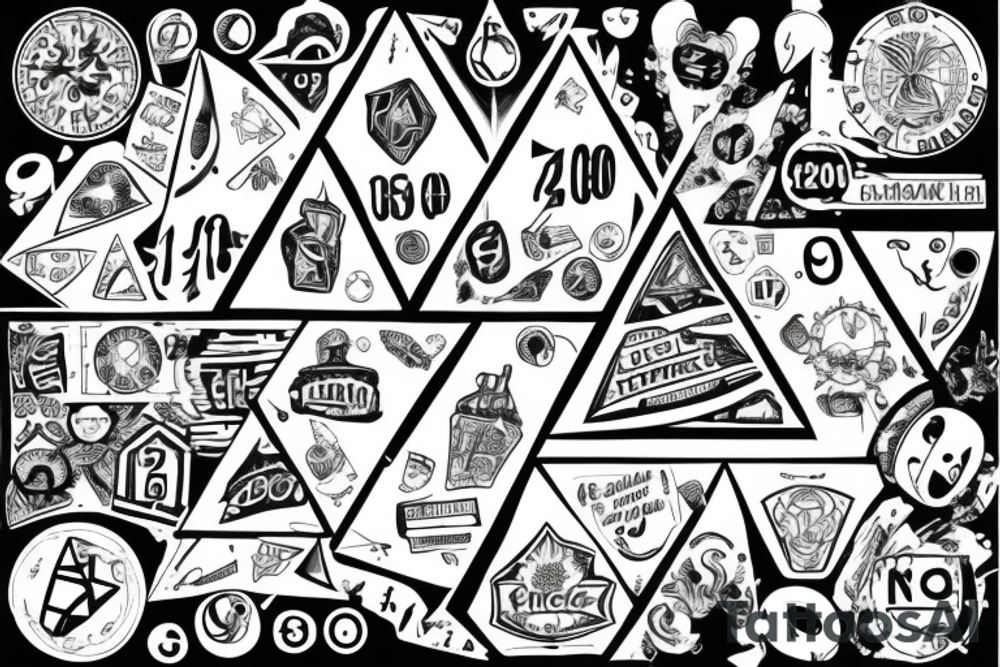 A Ciricle with a triangle inside of it with the numbers 12065 tattoo idea