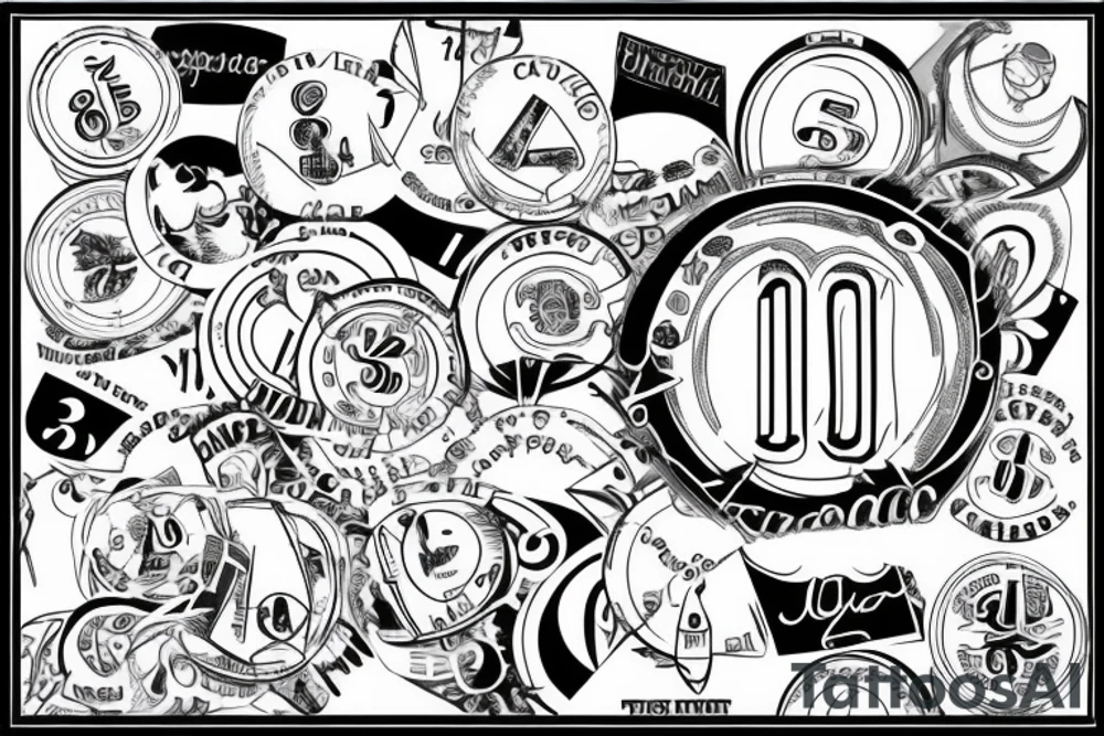 A Circle with a triangle inside of it with the numbers 12065 tattoo idea