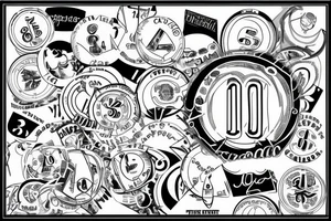 A Circle with a triangle inside of it with the numbers 12065 tattoo idea