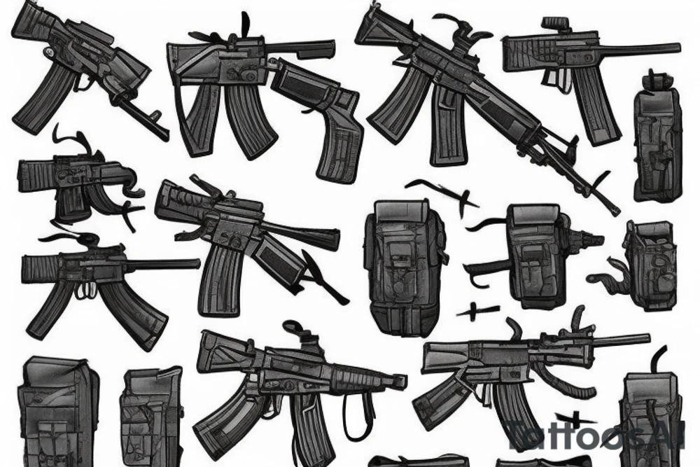 ak47 tactical army boy tattoo idea