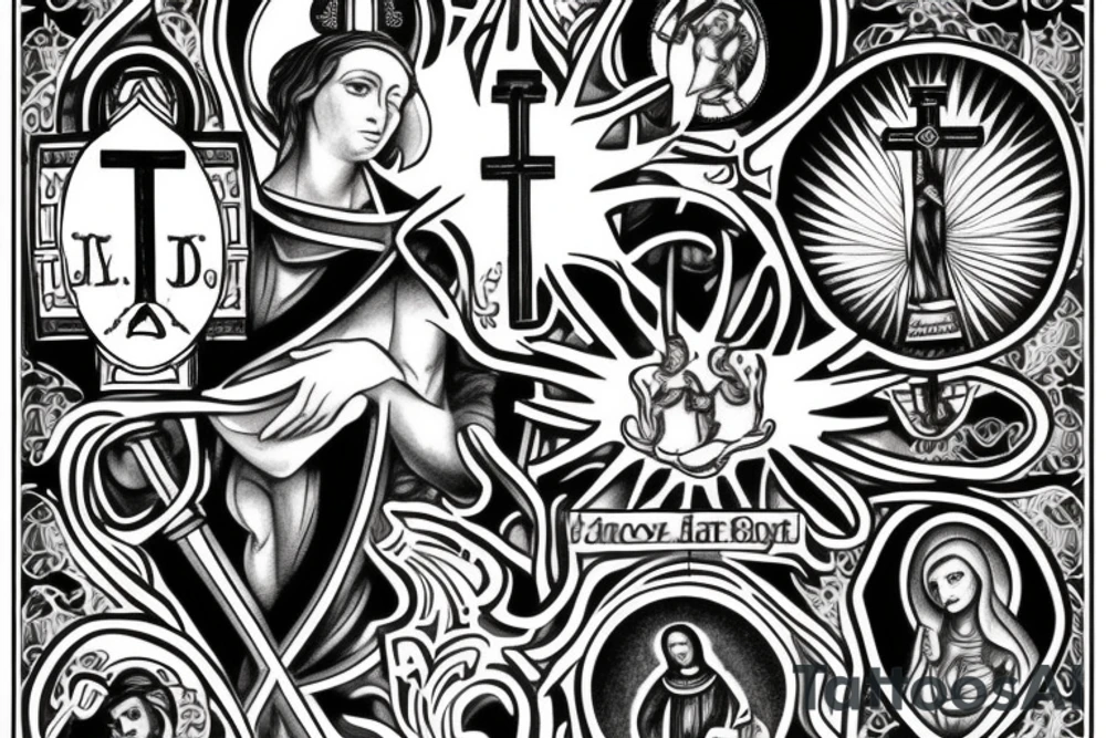 give me a catholic tattoo that associates to hard work, dedication, and appreciation of life. tattoo idea
