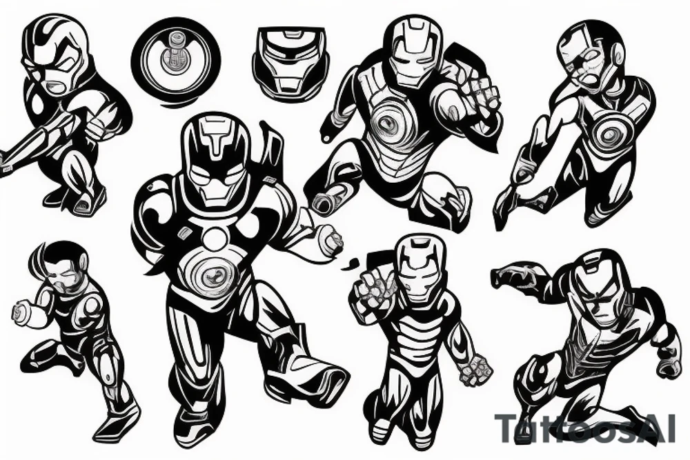 ironman super captain boy tattoo idea