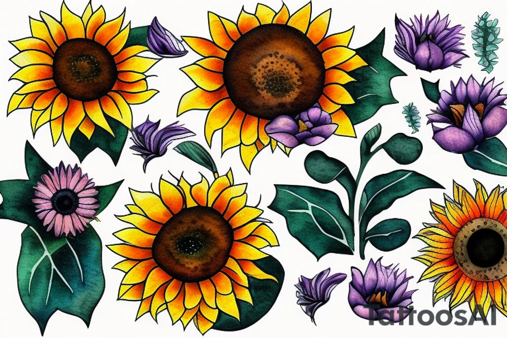 Sunflower meets sundown tattoo idea