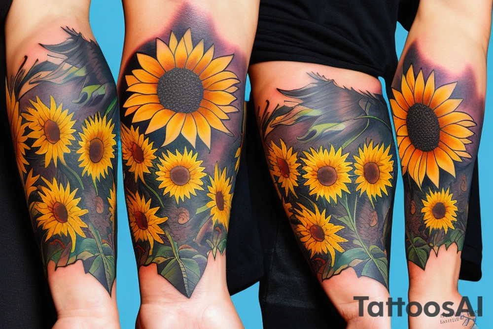 Sunflower sundown tattoo idea