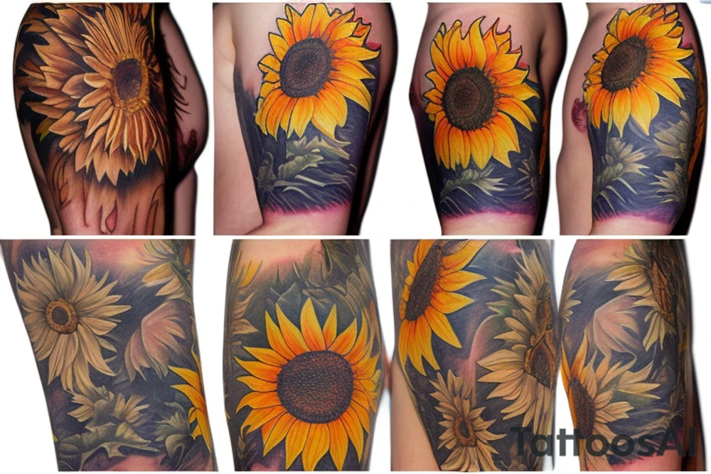 Sunflower sundown tattoo idea